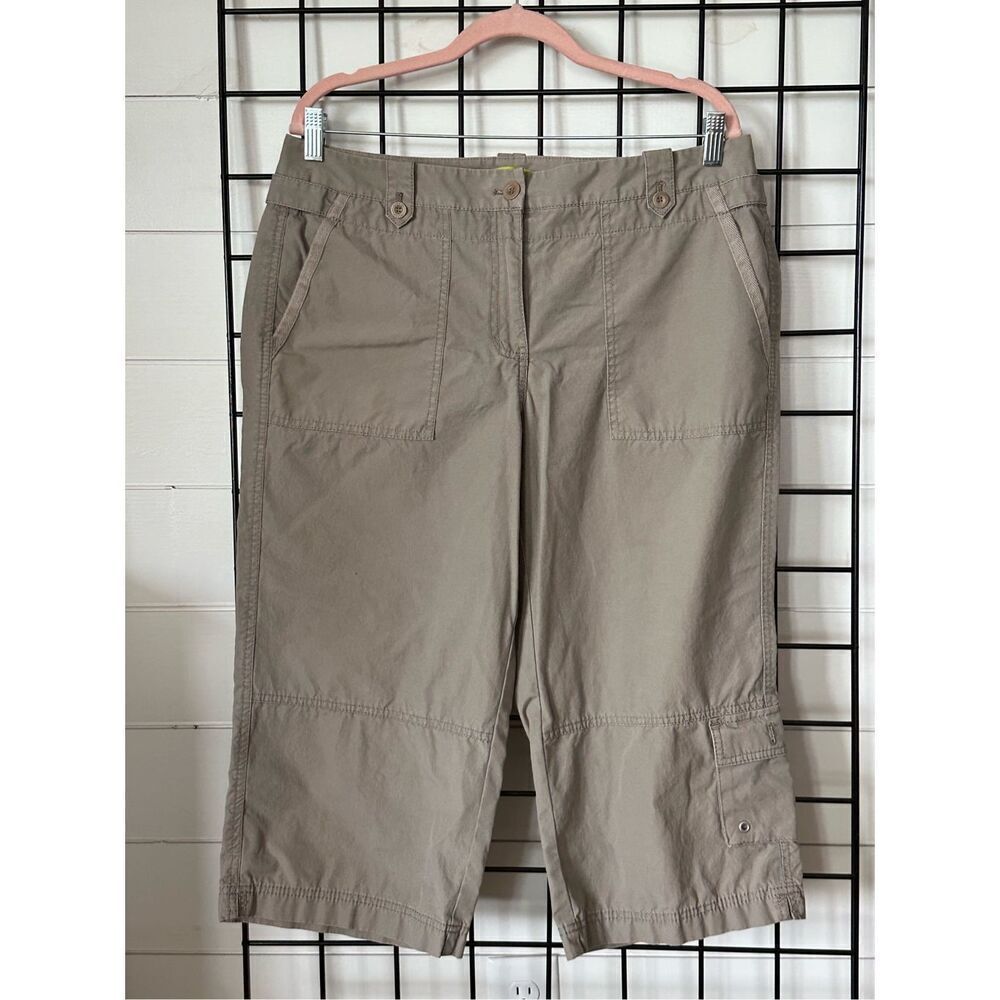 Sigrid Olsen Cargo Pants Khaki Womens 14‎ Beige Coastal Casual Travel Resortwear
